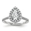 14k White Gold 3/8 carat Lab Grown Diamond VS/SI+ G+ 1 carat Center Pear Semi Mount Halo Engagement Ring
