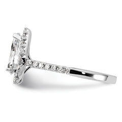 14k White Gold 5/8 carat Lab Grown Diamond VS/SI+ G+ 1 1/2 carat Center Pear Semi Mount Halo Engagement Ring