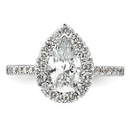 14k White Gold 5/8 carat Lab Grown Diamond VS/SI+ G+ 1 1/2 carat Center Pear Semi Mount Halo Engagement Ring