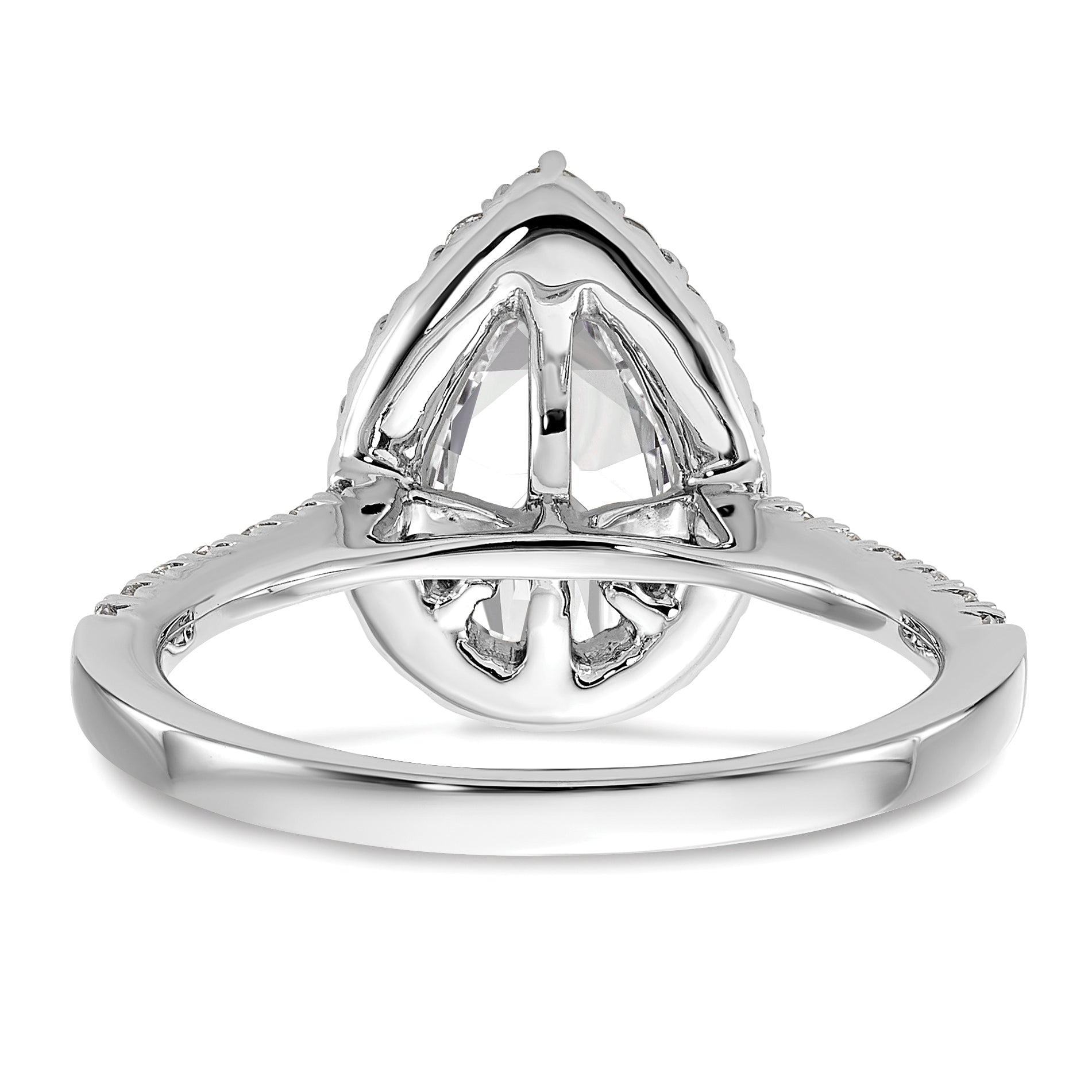 14k White Gold 5/8 carat Lab Grown Diamond VS/SI+ G+ 1 1/2 carat Center Pear Semi Mount Halo Engagement Ring