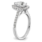 14k White Gold 5/8 carat Lab Grown Diamond VS/SI+ G+ 1 1/2 carat Center Pear Semi Mount Halo Engagement Ring