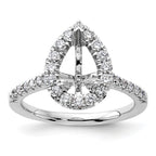 14k White Gold 5/8 carat Lab Grown Diamond VS/SI+ G+ 1 1/2 carat Center Pear Semi Mount Halo Engagement Ring