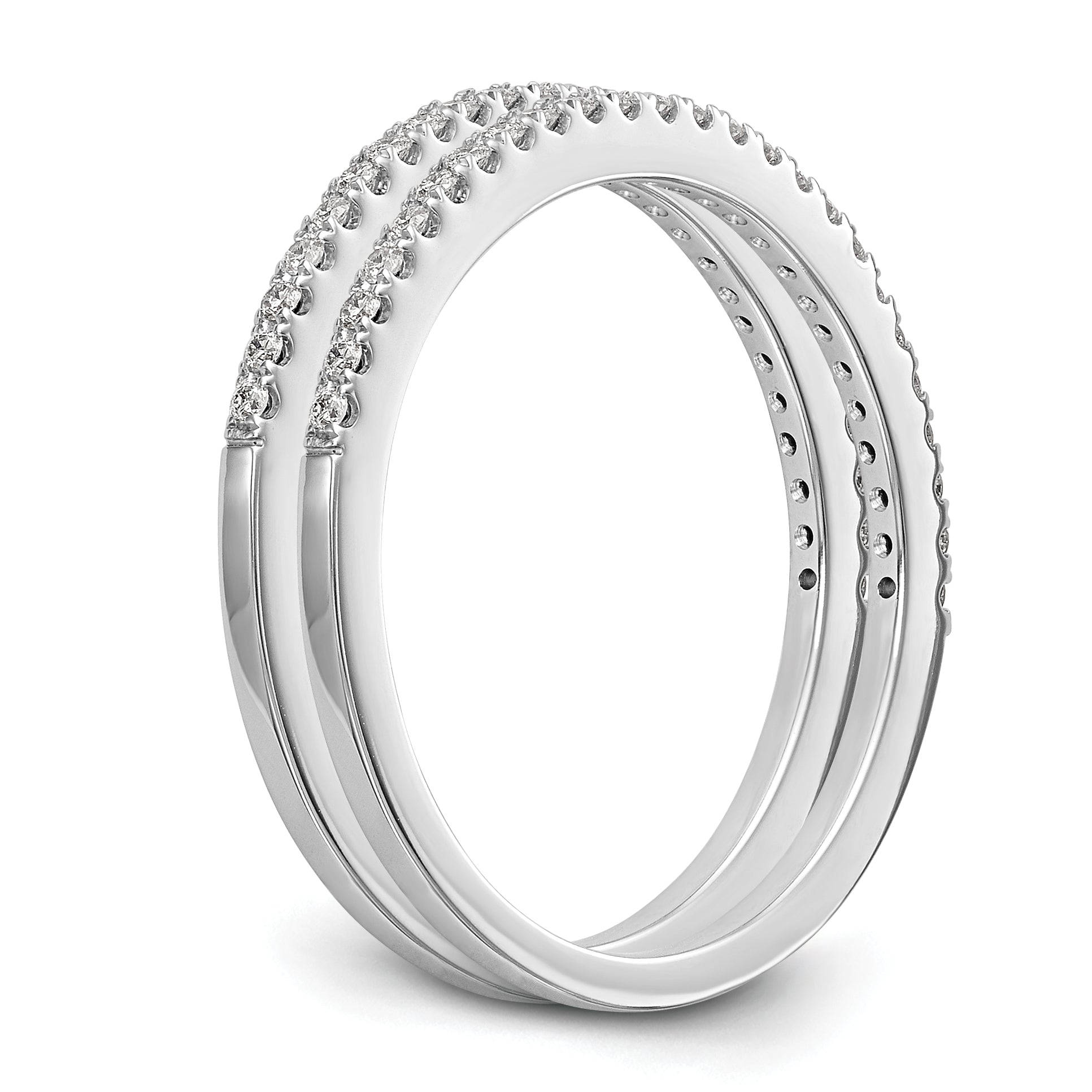 14k White Gold 1/4 carat Lab Grown Diamond VS/SI+ G+ Complete Set of Two Wedding Bands