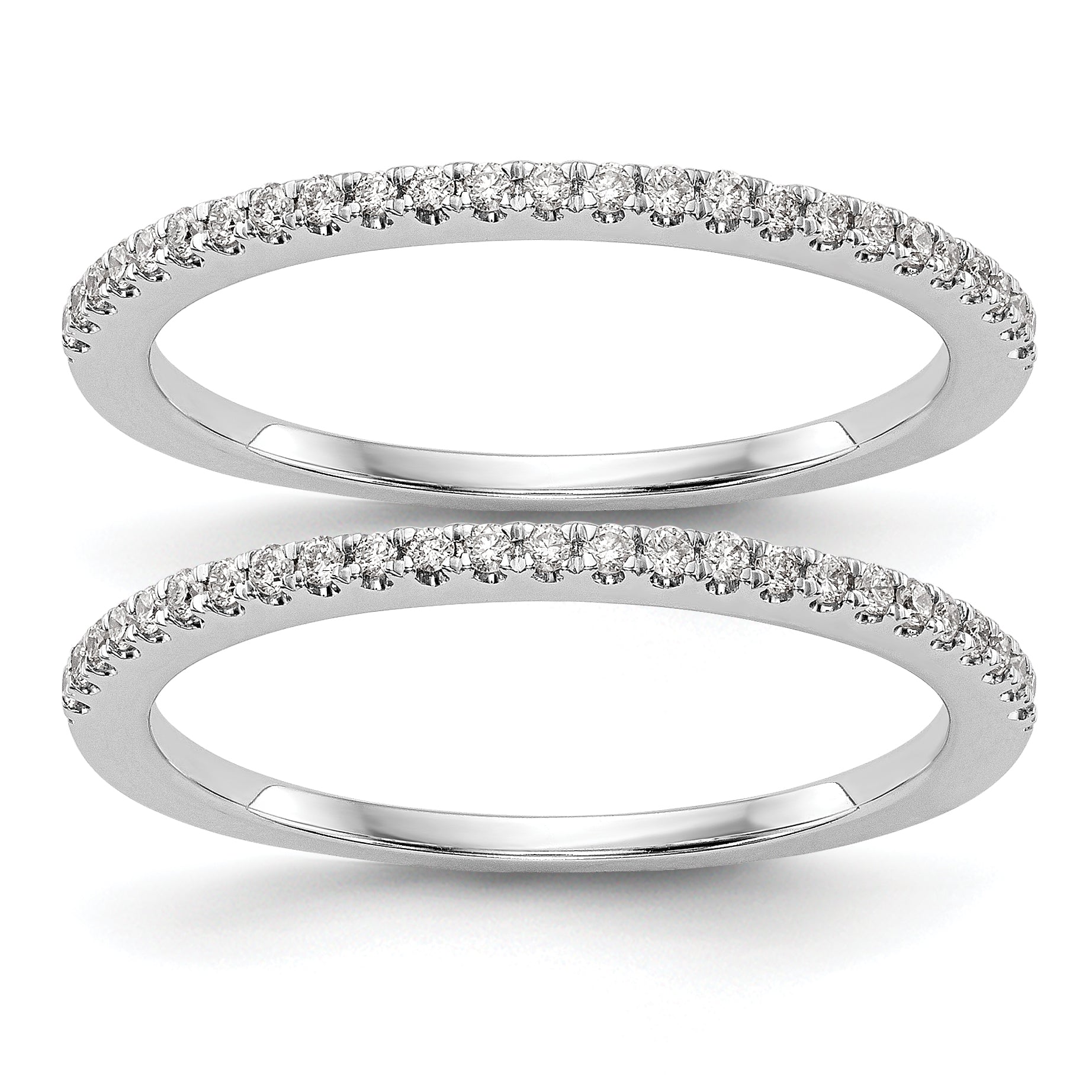 14k White Gold 1/4 carat Lab Grown Diamond VS/SI+ G+ Complete Set of Two Wedding Bands Main image