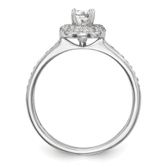 14K White Gold Lab Grown VS/SI+ G+ Dia Complete Halo Engagement Ring