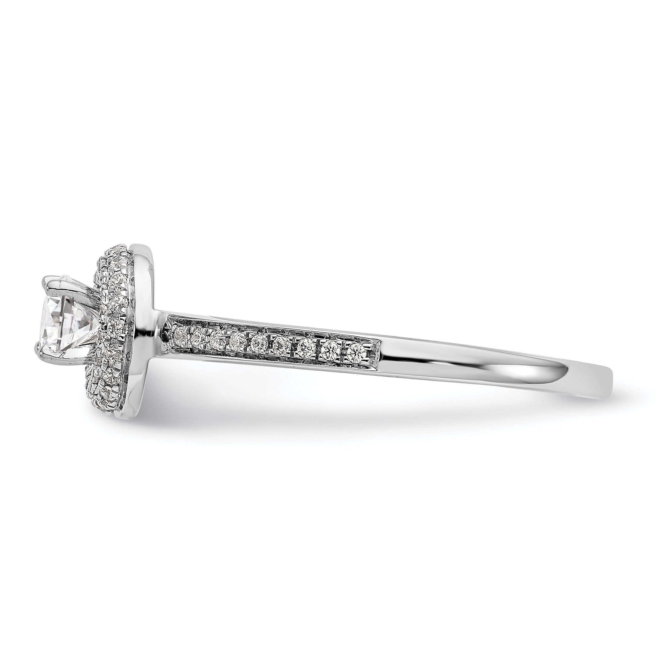 14K White Gold Lab Grown VS/SI+ G+ Dia Complete Halo Engagement Ring