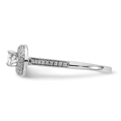 14K White Gold Lab Grown VS/SI+ G+ Dia Complete Halo Engagement Ring