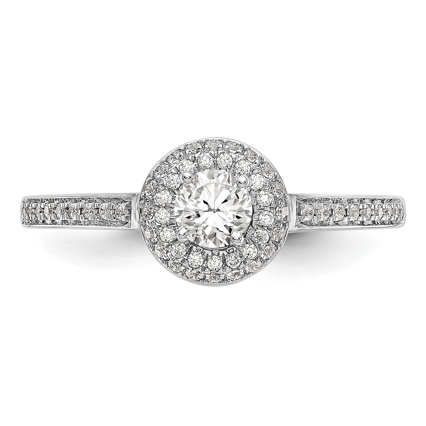 14K White Gold Lab Grown VS/SI+ G+ Dia Complete Halo Engagement Ring
