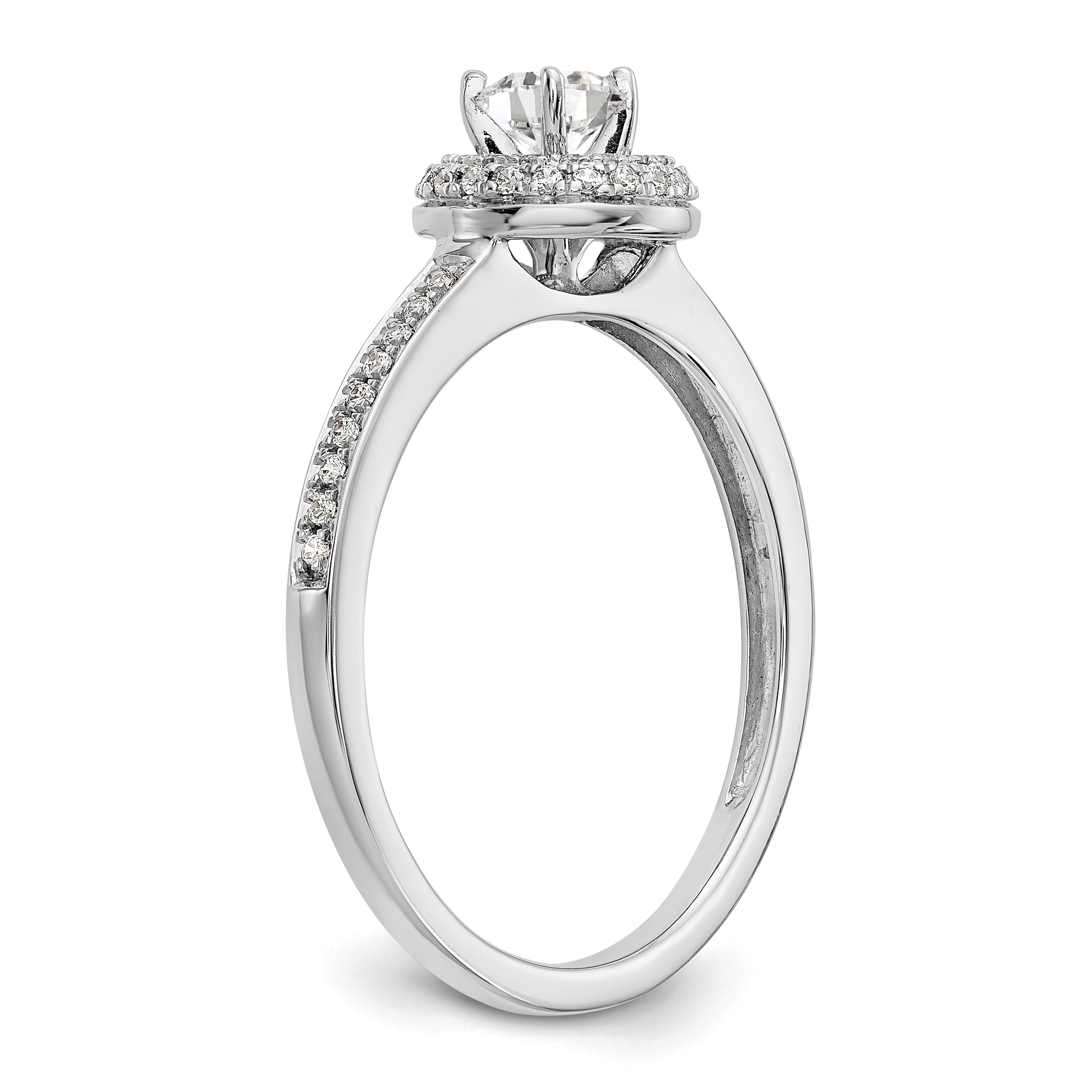14K White Gold Lab Grown VS/SI+ G+ Dia Complete Halo Engagement Ring