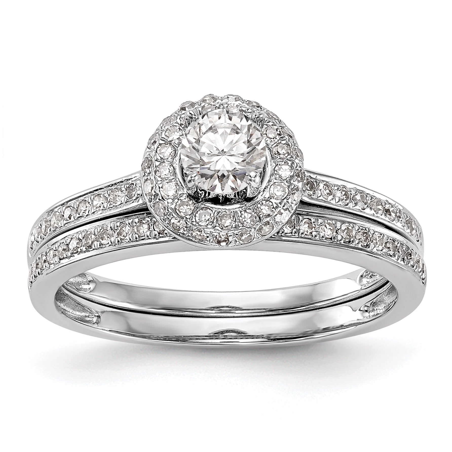 14K White Gold Lab Grown VS/SI+ G+ Dia Complete Halo Engagement Ring