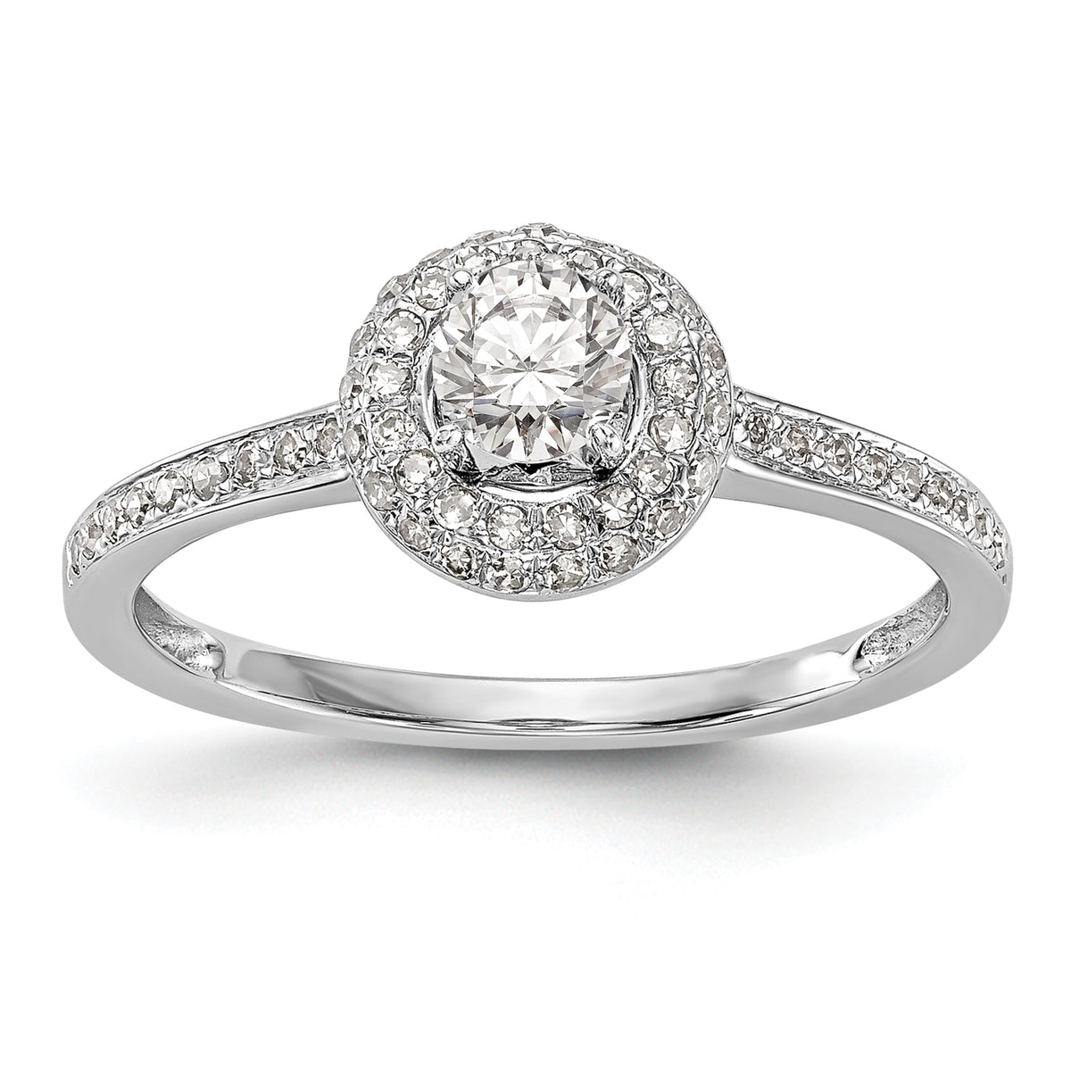 14K White Gold Lab Grown VS/SI+ G+ Dia Complete Halo Engagement Ring