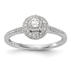 14K White Gold Lab Grown VS/SI+ G+ Dia Complete Halo Engagement Ring