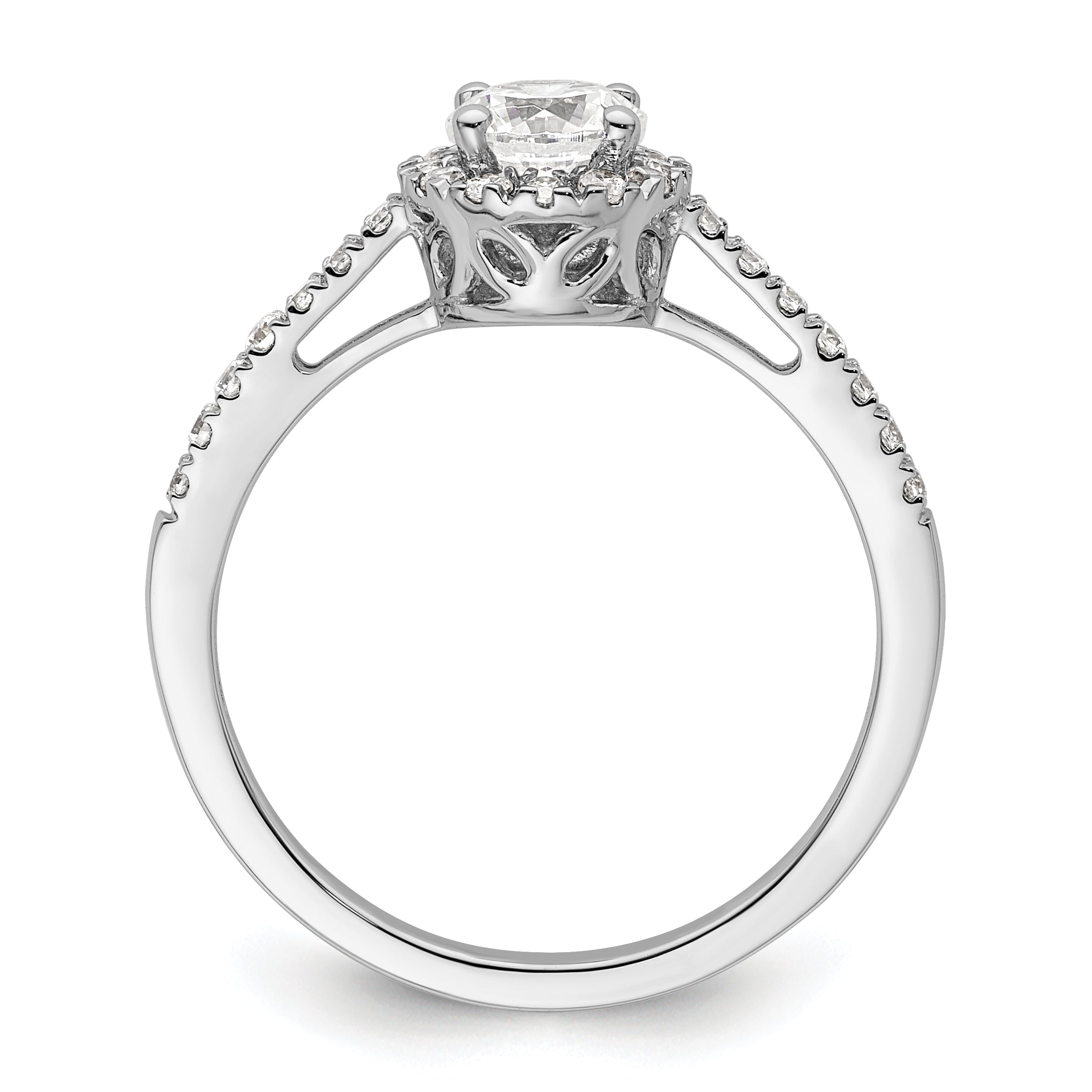 14K White Gold Eternal Promise Lab Grown VS/SI+ G+ Dia Halo Complete Ring