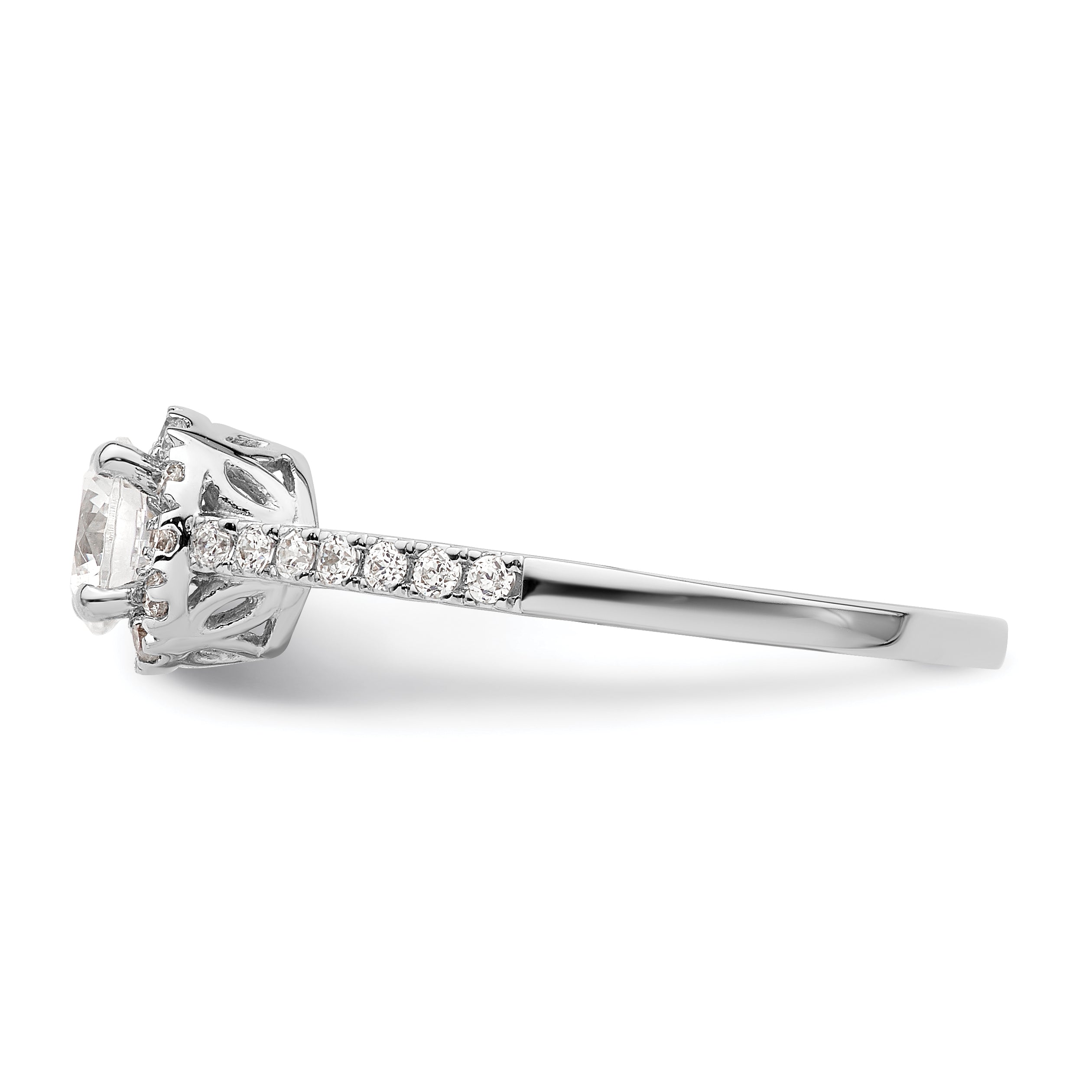 14K White Gold Eternal Promise Lab Grown VS/SI+ G+ Dia Halo Complete Ring