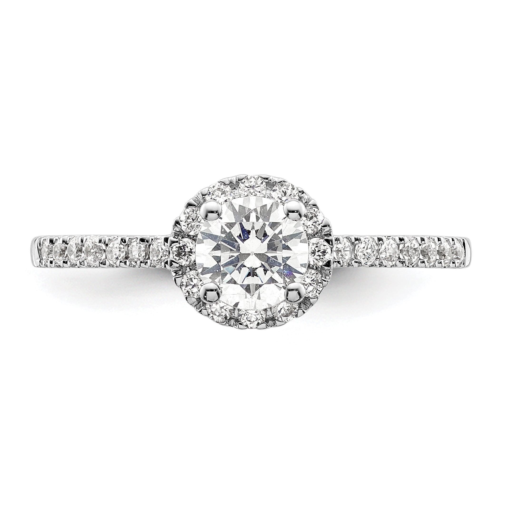 14K White Gold Eternal Promise Lab Grown VS/SI+ G+ Dia Halo Complete Ring