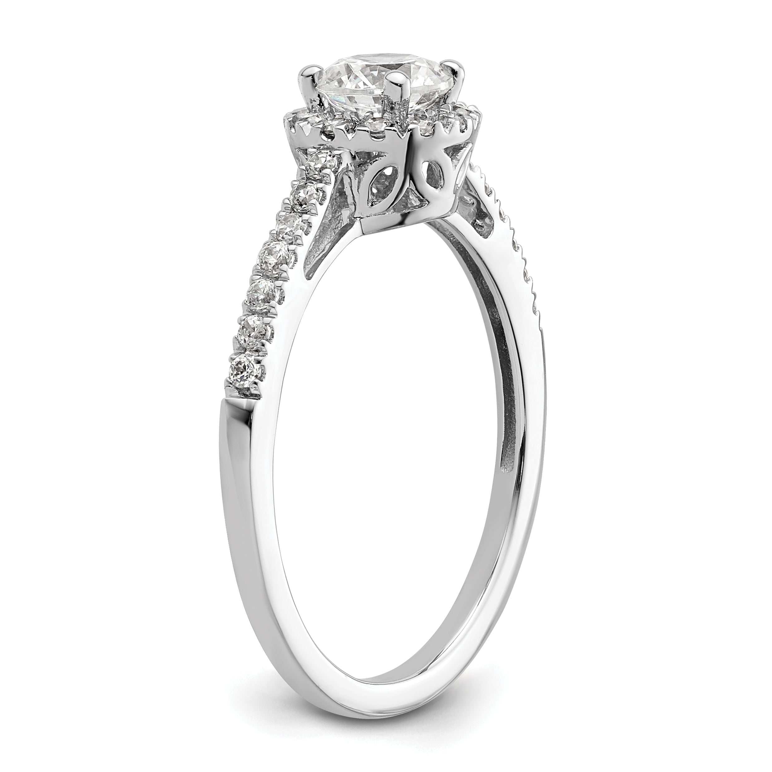 14K White Gold Eternal Promise Lab Grown VS/SI+ G+ Dia Halo Complete Ring
