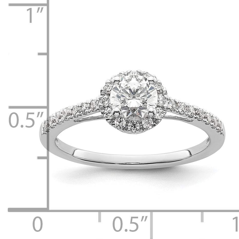 14K White Gold Eternal Promise Lab Grown VS/SI+ G+ Dia Halo Complete Ring