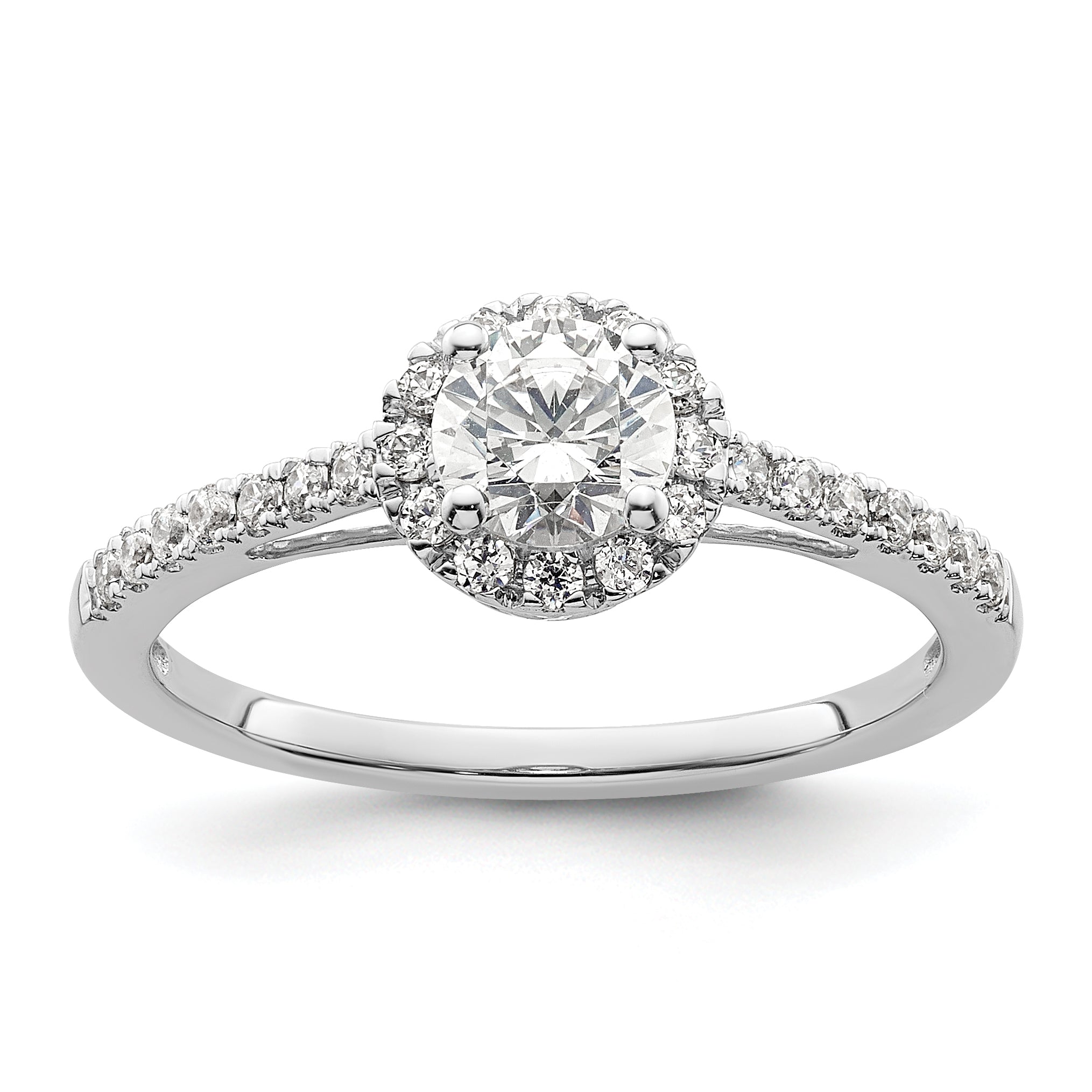 14K White Gold Eternal Promise Lab Grown VS/SI+ G+ Dia Halo Complete Ring
