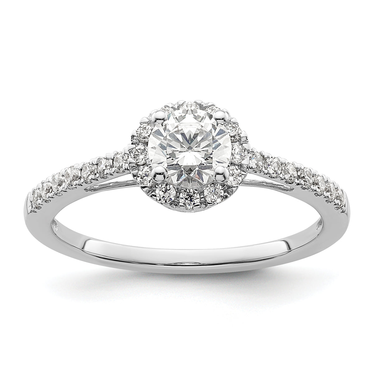 14K White Gold Eternal Promise Lab Grown VS/SI+ G+ Dia Halo Complete Ring