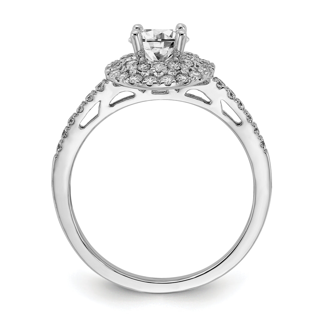 14k White Gold 7/8 carat Lab Grown Diamond VS/SI+ G+ Complete Double Halo Engagement Ring