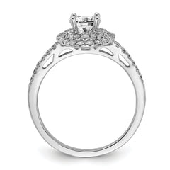 14k White Gold 7/8 carat Lab Grown Diamond VS/SI+ G+ Complete Double Halo Engagement Ring