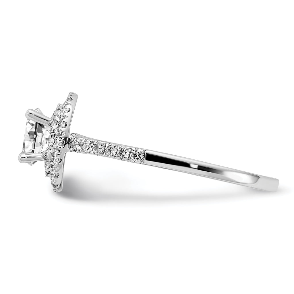 14k White Gold 7/8 carat Lab Grown Diamond VS/SI+ G+ Complete Double Halo Engagement Ring