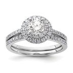 14k White Gold 7/8 carat Lab Grown Diamond VS/SI+ G+ Complete Double Halo Engagement Ring