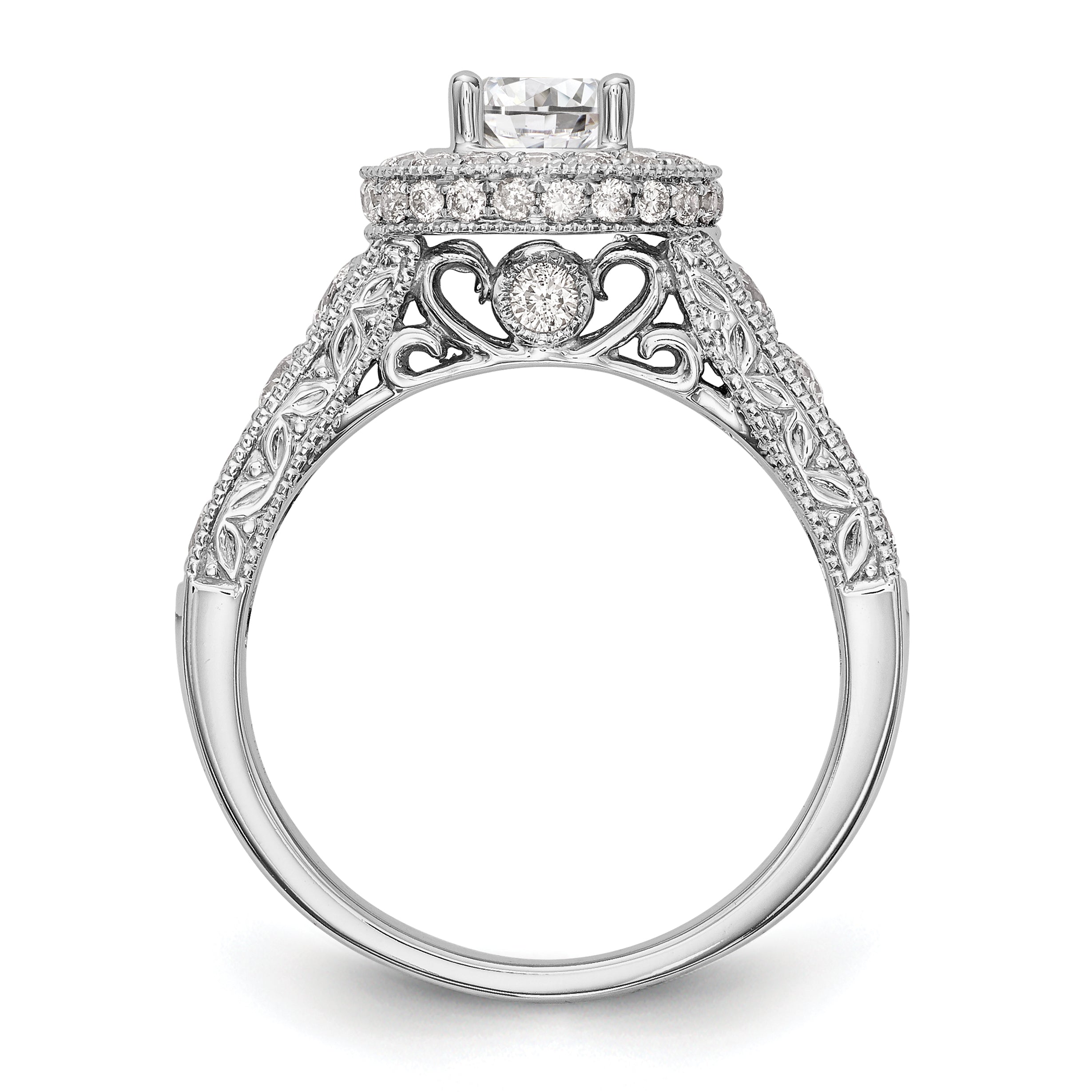 14k White Gold 3/4 carat Lab Grown Diamond VS/SI+ G+ 3/4 carat Center Round Semi Mount Engagement Ring Secondary image