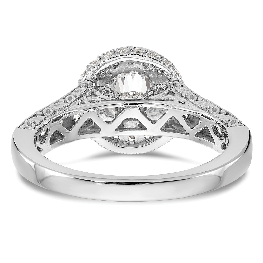 14k White Gold 3/4 carat Lab Grown Diamond VS/SI+ G+ 3/4 carat Center Round Semi Mount Engagement Ring