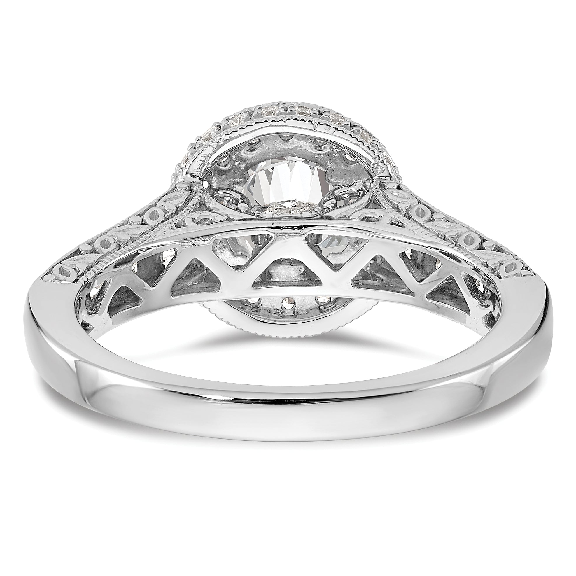 14k White Gold 3/4 carat Lab Grown Diamond VS/SI+ G+ 3/4 carat Center Round Semi Mount Engagement Ring