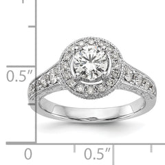 14k White Gold 3/4 carat Lab Grown Diamond VS/SI+ G+ 3/4 carat Center Round Semi Mount Engagement Ring