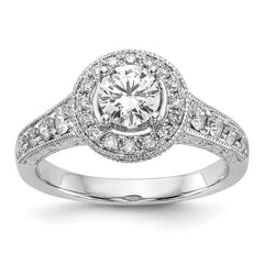 14k White Gold 3/4 carat Lab Grown Diamond VS/SI+ G+ 3/4 carat Center Round Semi Mount Engagement Ring