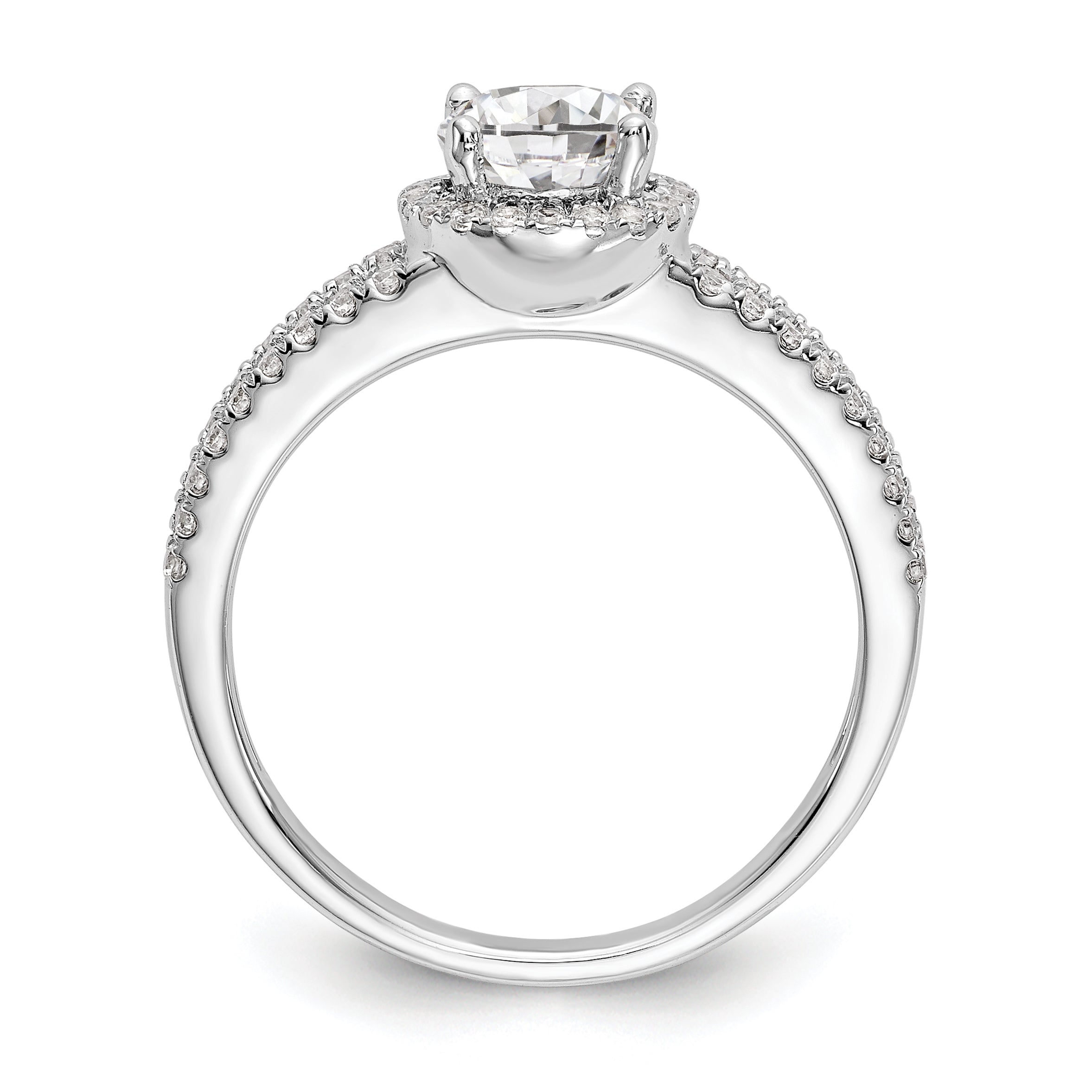 14k White Gold 1/3 carat Lab Grown Diamond VS/SI+ G+ 3/4 carat Center Round Semi Mount Engagement Ring