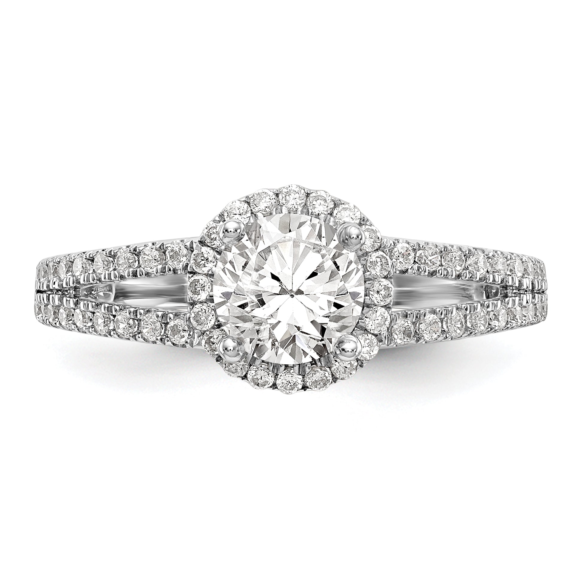 14k White Gold 1/3 carat Lab Grown Diamond VS/SI+ G+ 3/4 carat Center Round Semi Mount Engagement Ring