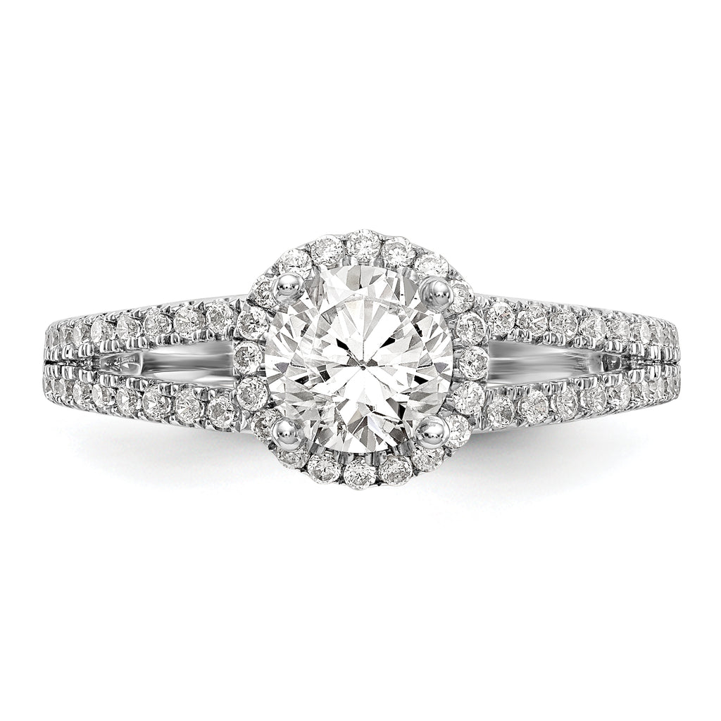 14k White Gold 1/3 carat Lab Grown Diamond VS/SI+ G+ 3/4 carat Center Round Semi Mount Engagement Ring