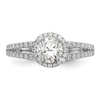 14k White Gold 1/3 carat Lab Grown Diamond VS/SI+ G+ 3/4 carat Center Round Semi Mount Engagement Ring