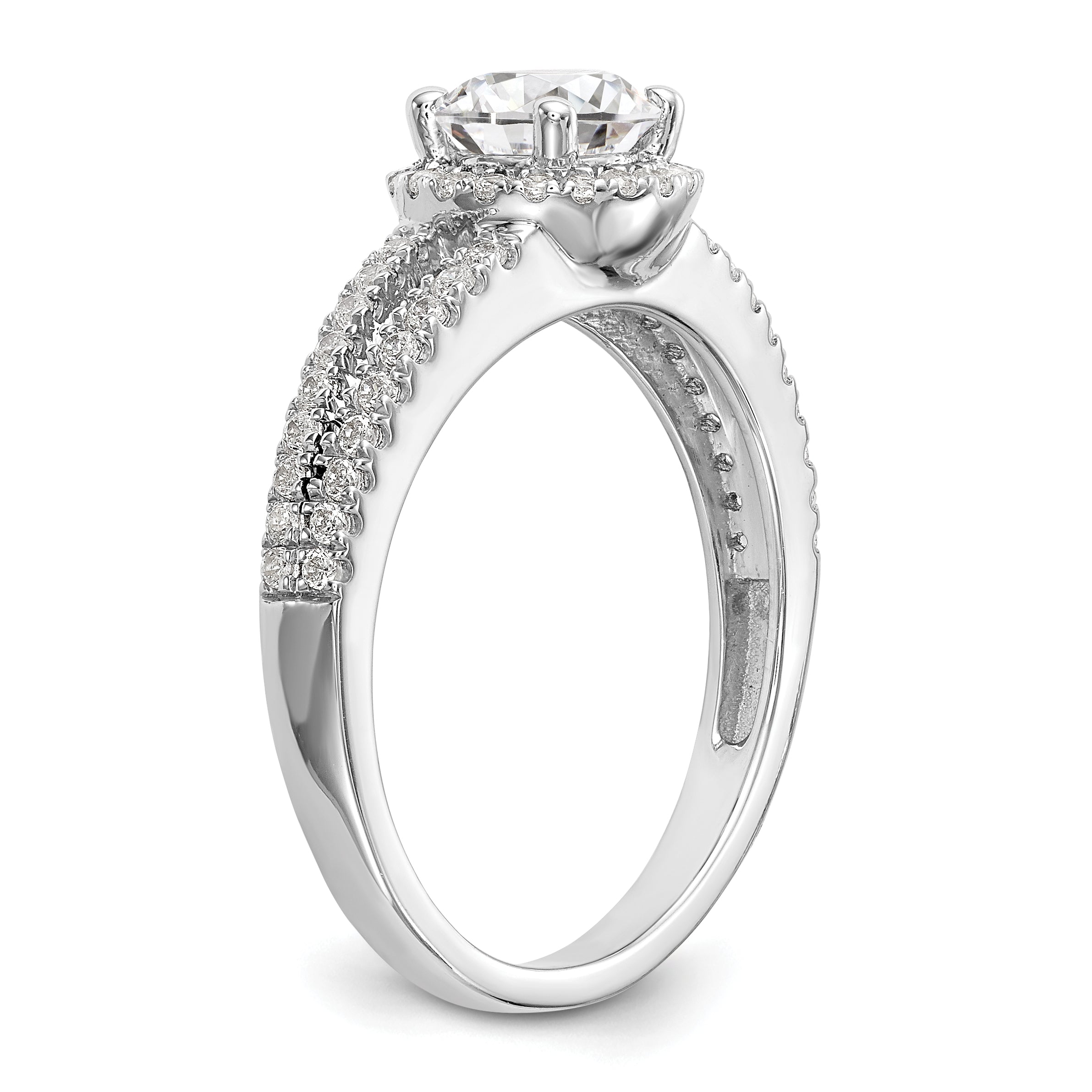 14k White Gold 1/3 carat Lab Grown Diamond VS/SI+ G+ 3/4 carat Center Round Semi Mount Engagement Ring