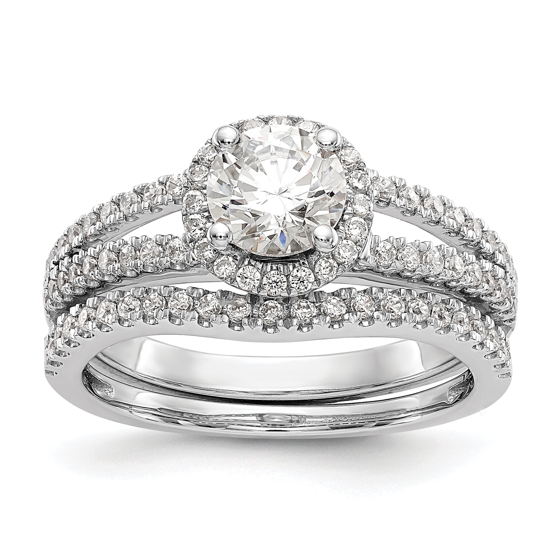14k White Gold 1/3 carat Lab Grown Diamond VS/SI+ G+ 3/4 carat Center Round Semi Mount Engagement Ring