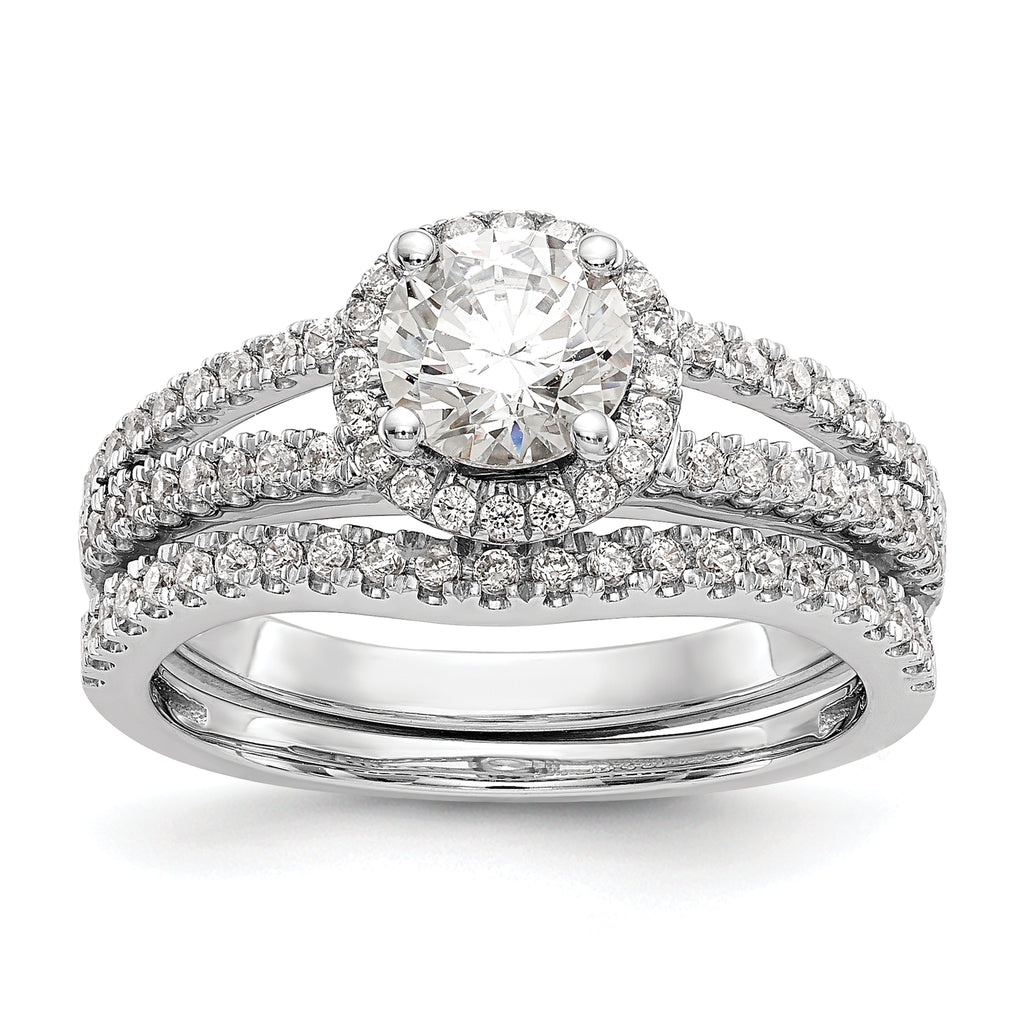 14k White Gold 1/3 carat Lab Grown Diamond VS/SI+ G+ 3/4 carat Center Round Semi Mount Engagement Ring