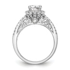 14k White Gold 5/8 carat Lab Grown Diamond VS/SI+ G+ 1 carat Center Round Semi Mount Halo Engagement Ring