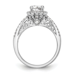 14k White Gold 5/8 carat Lab Grown Diamond VS/SI+ G+ 1 carat Center Round Semi Mount Halo Engagement Ring