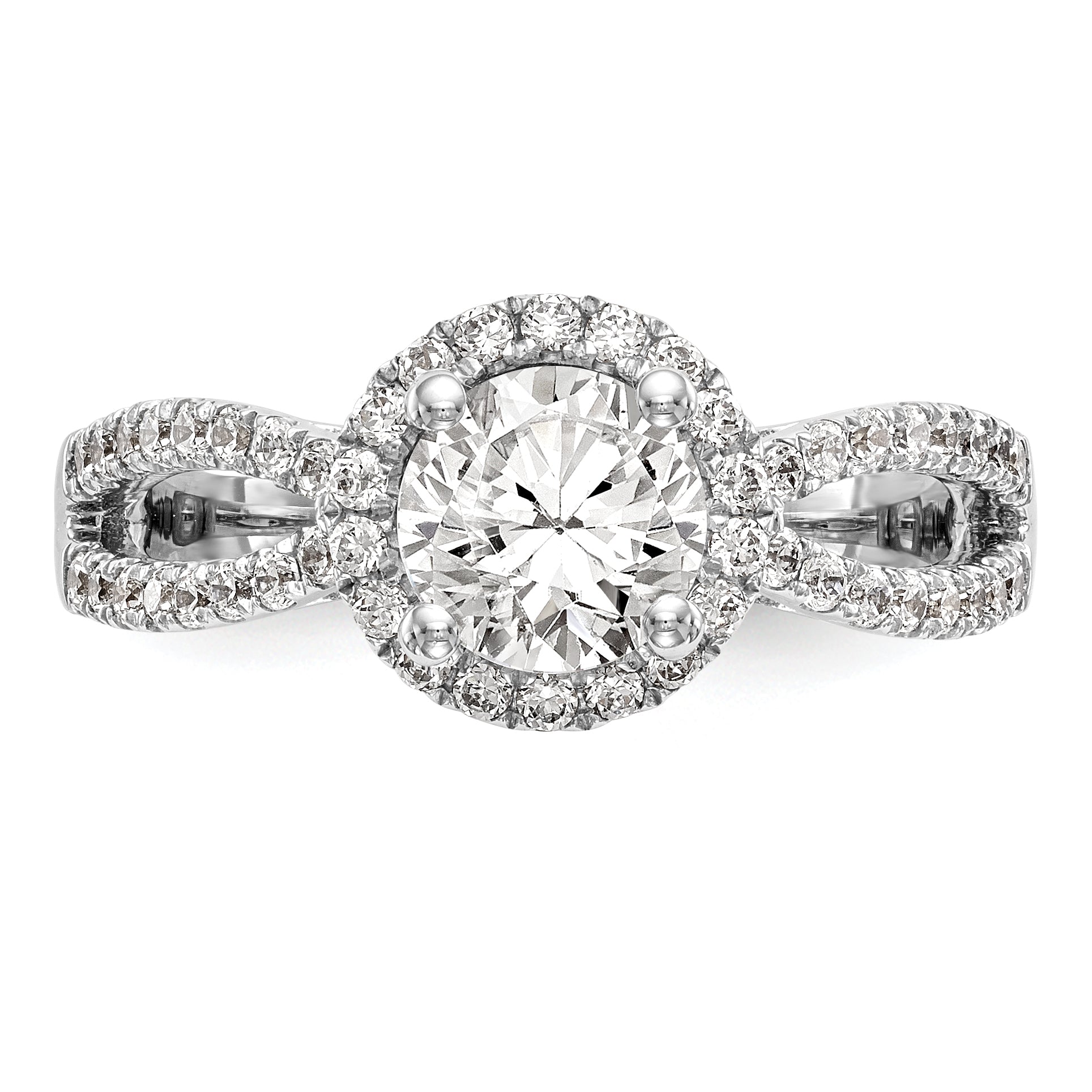 14k White Gold 5/8 carat Lab Grown Diamond VS/SI+ G+ 1 carat Center Round Semi Mount Halo Engagement Ring