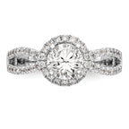 14k White Gold 5/8 carat Lab Grown Diamond VS/SI+ G+ 1 carat Center Round Semi Mount Halo Engagement Ring