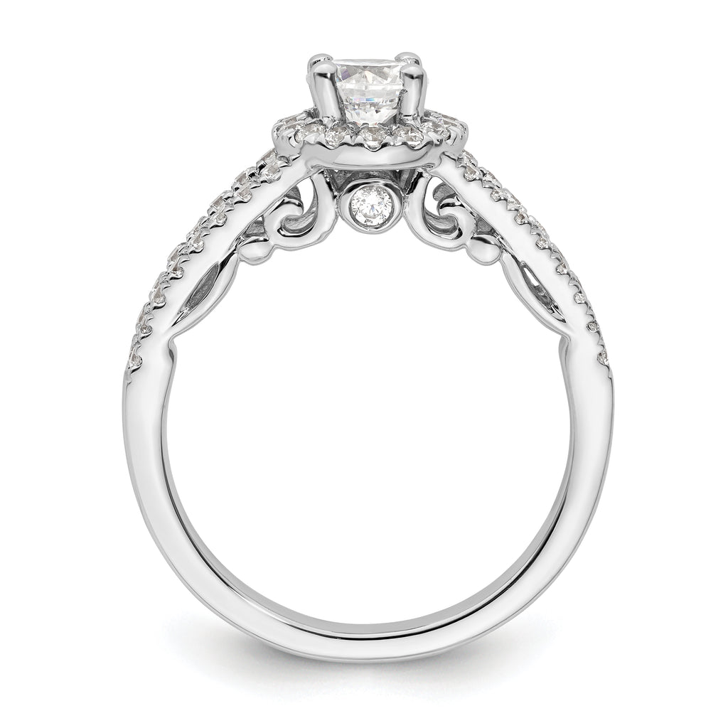 14k White Gold 1 carat Lab Grown Diamond VS/SI+ G+ Complete Round Halo Engagement Ring