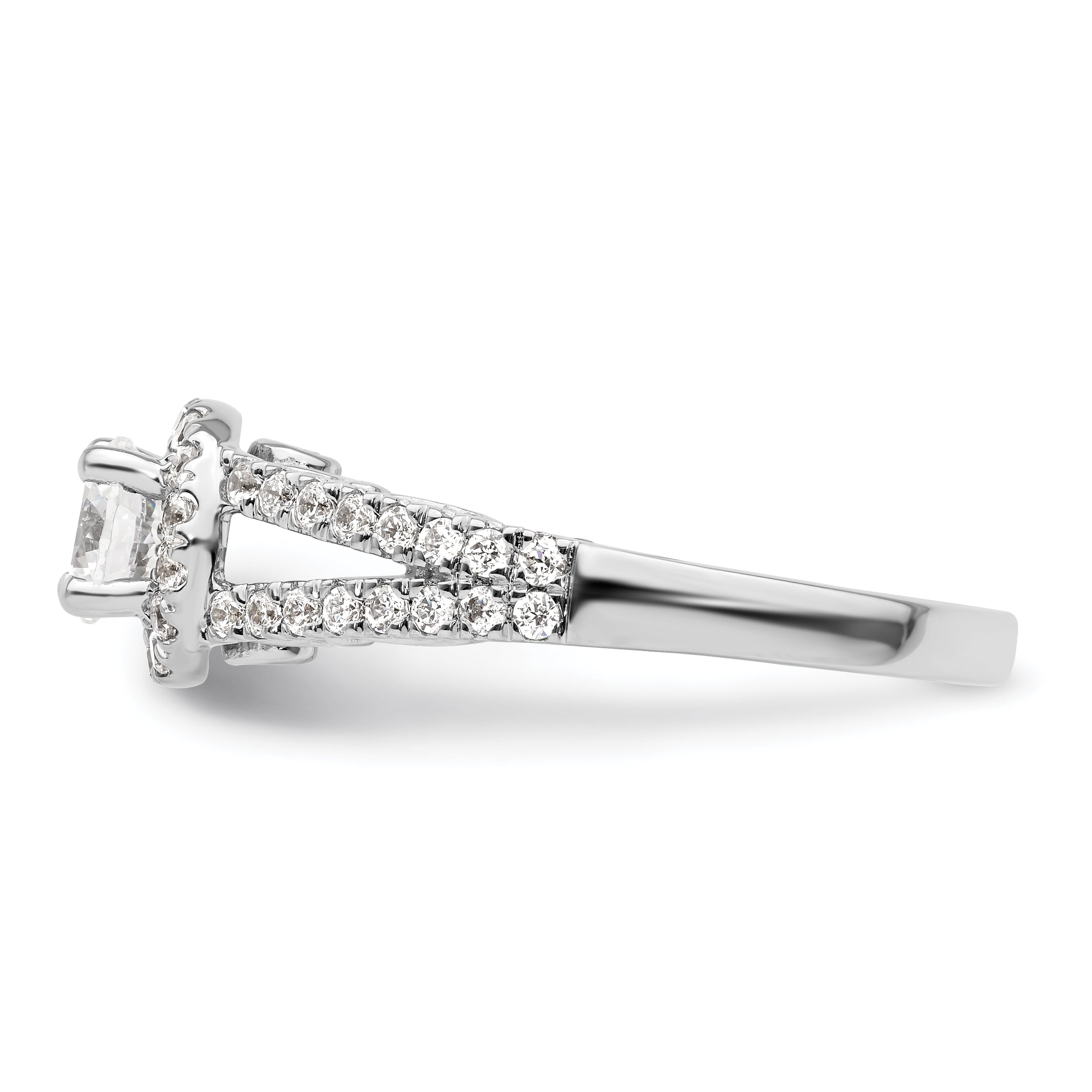 14k White Gold 1 carat Lab Grown Diamond VS/SI+ G+ Complete Round Halo Engagement Ring