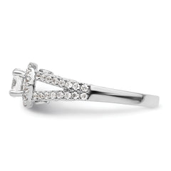 14k White Gold 1 carat Lab Grown Diamond VS/SI+ G+ Complete Round Halo Engagement Ring