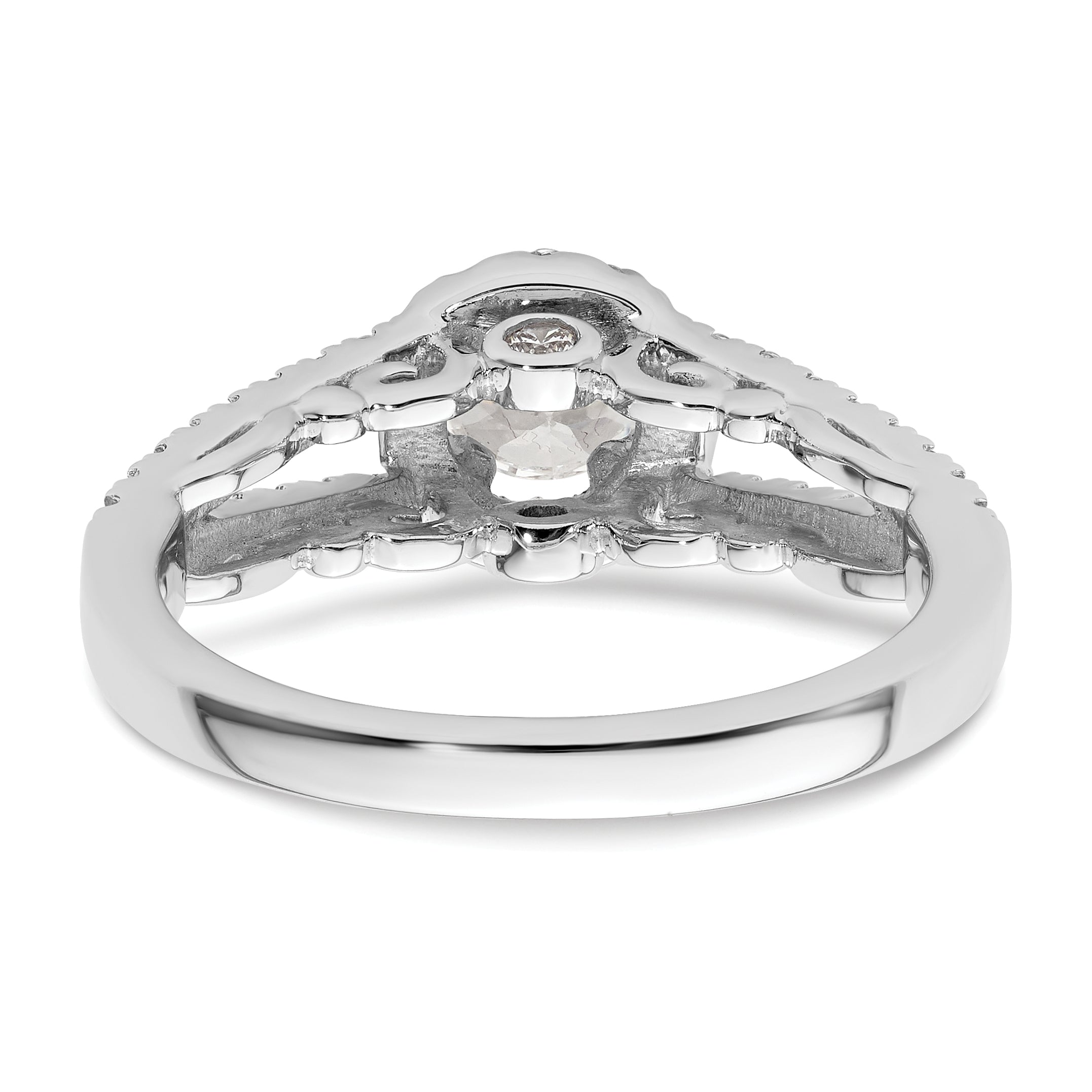 14k White Gold 1 carat Lab Grown Diamond VS/SI+ G+ Complete Round Halo Engagement Ring