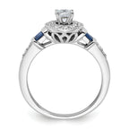 14k White Gold 1/2 carat Lab Grown Diamond VS/SI+ G+ and Created Sapphire Complete Round Halo Engagement Ring