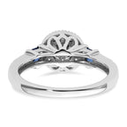 14k White Gold 1/2 carat Lab Grown Diamond VS/SI+ G+ and Created Sapphire Complete Round Halo Engagement Ring