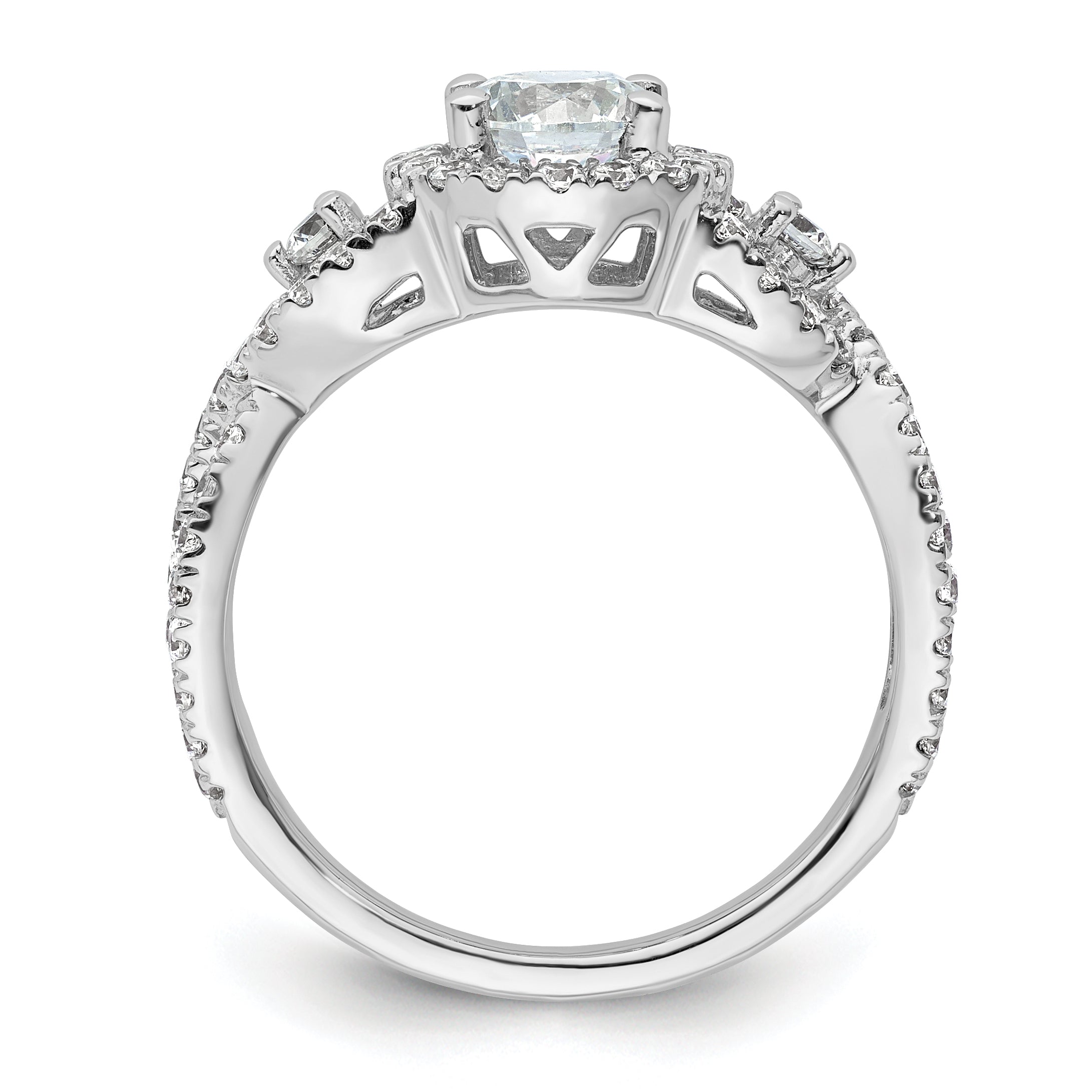 14k White Gold 3/4 carat Lab Grown Diamond VS/SI+ G+ 3/4 carat Center Round Semi Mount Engagement Ring Secondary image